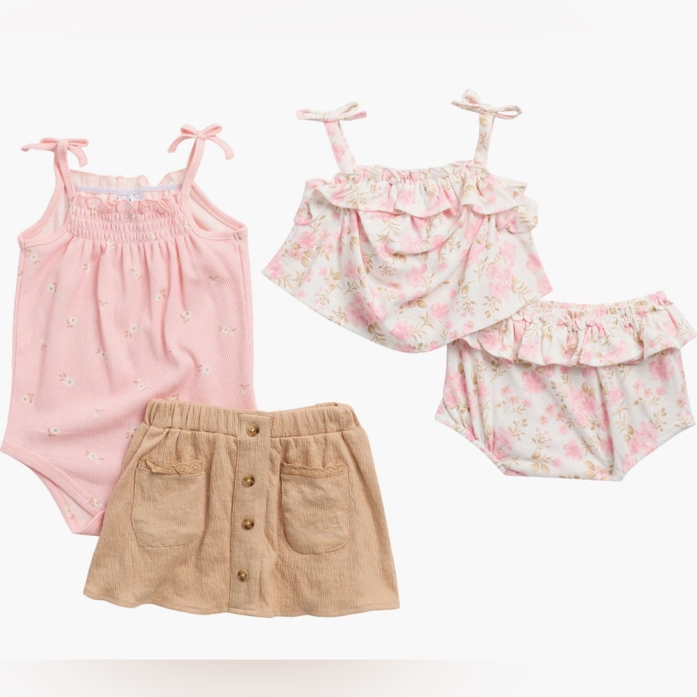 NEW…Nicole Miller 4 Piece Pink Baby Girl Set